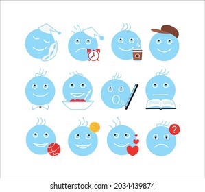 Set of emoticons. Smile icons. Isolated vector illustration on white background.