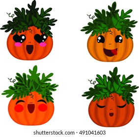 Set of Emoticons.  Smile icons. Isolated vector illustration Halloween edition 