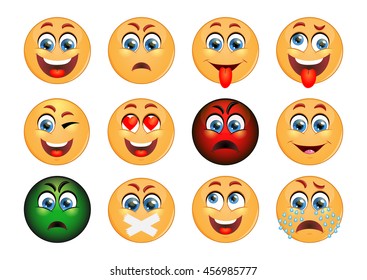 Set of Emoticons. Smile icons. Vector illustration.
