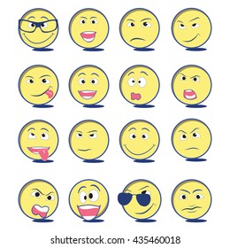 Set of Emoticons, smile vector icons, different  emoji