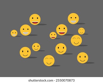 Conjunto de emoticonos caras sonrientes ilustración plana