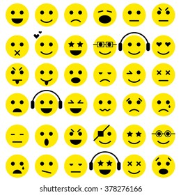 Set of Emoticons. Smiley icons. Isolated vector
