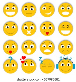 Set of Emoticons. Smiley icons pack. Isolated vector illustration