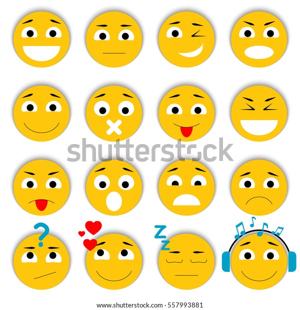 Set Emoticons Smiley Icons Pack Isolated Stock Vector (Royalty Free ...