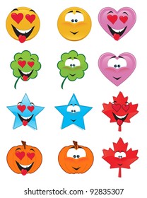 Set of emoticons - St. Valentine's collection - vector illustrations