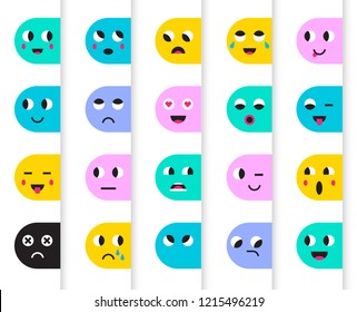 Set of Emoticons Stickers, Emoji. Vector Illustration.