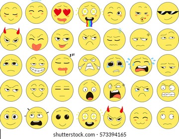 Set Emoticons Vector Stock Vector (Royalty Free) 573394165 | Shutterstock