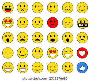 Set of emoticons. Vector illustration