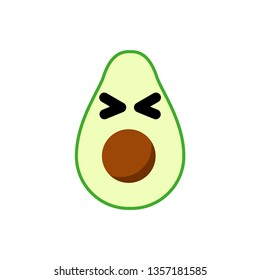 Set of Emoticons wit avocado fruit. Set of Emoji. Smile icons. Isolated vector illustration on white background