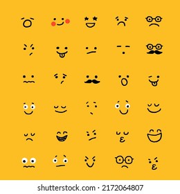 Set of Emoticons. World emoji day greeting card design template with different feelings