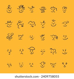 Set of Emoticons. World emoji day greeting card design template with different feelings