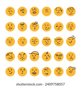 Set of Emoticons. World emoji day greeting card design template with different feelings