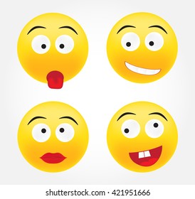 Set of emoticons.Emoticon vector illustration.