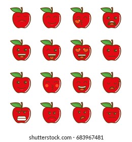 Set of emoticons.Smile apple icons. Isolated vector illustration
