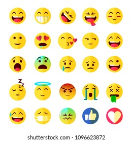Set of Emoticons.Variety of funny emoji in flat design.Vector illustration