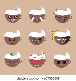 set of emotion coffee, cup of coffee vector