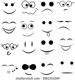 Set Emotional Hand Drawn Faces Stock Vector (Royalty Free) 730600888