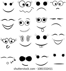 set of emotion faces vector