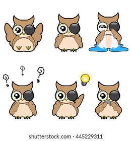 set of emotion feeling cute owls vector cartoon designs