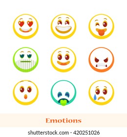 Set emotion flat style isolated on white background
