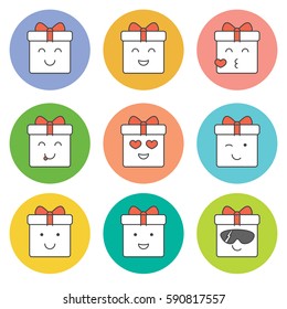 Set with emotion gifts. Flat icon. 
