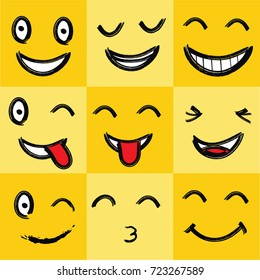 set emotion happiness smile emoji icon