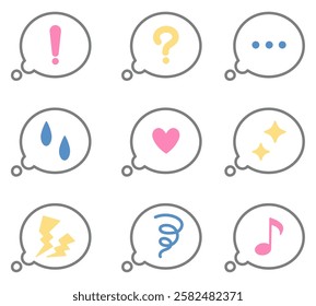 A set of emotion icons with speech bubbles to express thoughts.