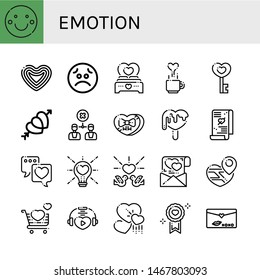 Set of emotion icons such as Smile, Love, Sad, Hearts, Disagreement, Love letter , emotion