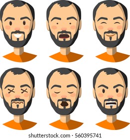 set of the emotion man. happy, wink, cry, seriosly,sleep