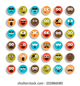 Set of emotion smiling faces icons 