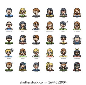 Set of emotion thin line and pixel perfect icons for any web and app project. 