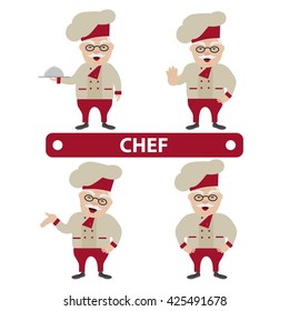 Set of emotional chef cook. Vector illustration.