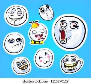 Emotional Stickers Internet Memes Troll Faces Stock Vector (Royalty Free)  1435828565