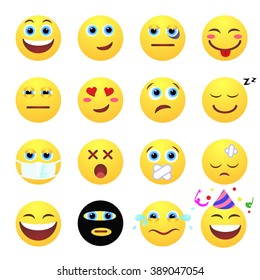 Set of emotional face on a white background. Flat vector emoticon. Set vector smiley. Characters smiley