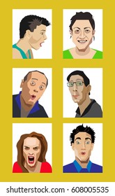 A set of emotional faces for avatars. Vector file. Adobe Illustrator 10 EPS