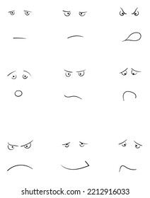 Set of emotional hand drawn faces