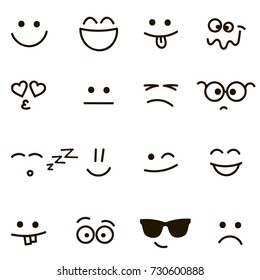 Set of emotional hand drawn faces