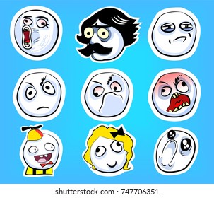 Set Emotional Stickers Internet Memes Everyday Stock Vector (Royalty ...