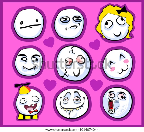 Set Emotional Stickers Internet Memes Lovely Stock Vector (Royalty Free ...