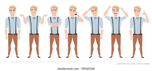 Set of emotions of a business man.