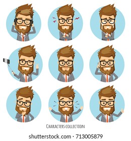 Set of emotions for business man.