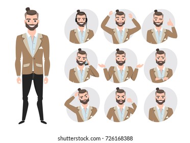 Set of emotions for business man.