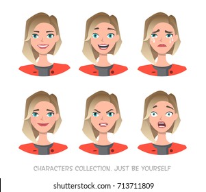 Set of emotions for business woman.