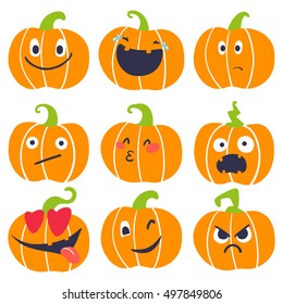 Set of Emotions by Pumpkin - Vector illustrations