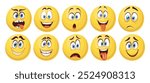 Set of emotions cartoon. Cartoon faces with big round blue eyes and big mouth. Smile, happiness, joy, scared, angry, rage, irritation.