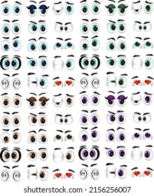 A set of emotions for characters with different eye colors - strong, green, brown. Crying, annoyance, anger, surprise, shock, love, stardom, misunderstanding, sadness