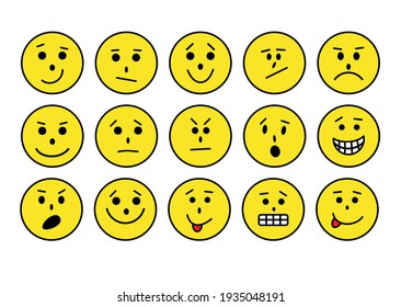 Set Emotions Different Nature Made Yellow Stock Vector (Royalty Free ...