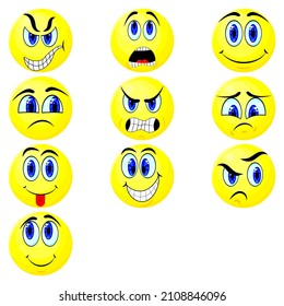 set of emotions drawing, vector illustration