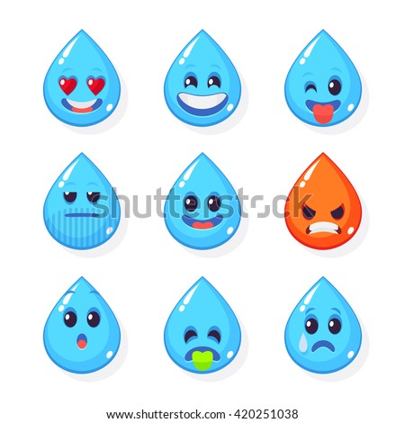 Set emotions drop flat style isolated on white background