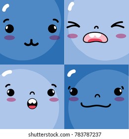 set emotions emoji faces characters icons